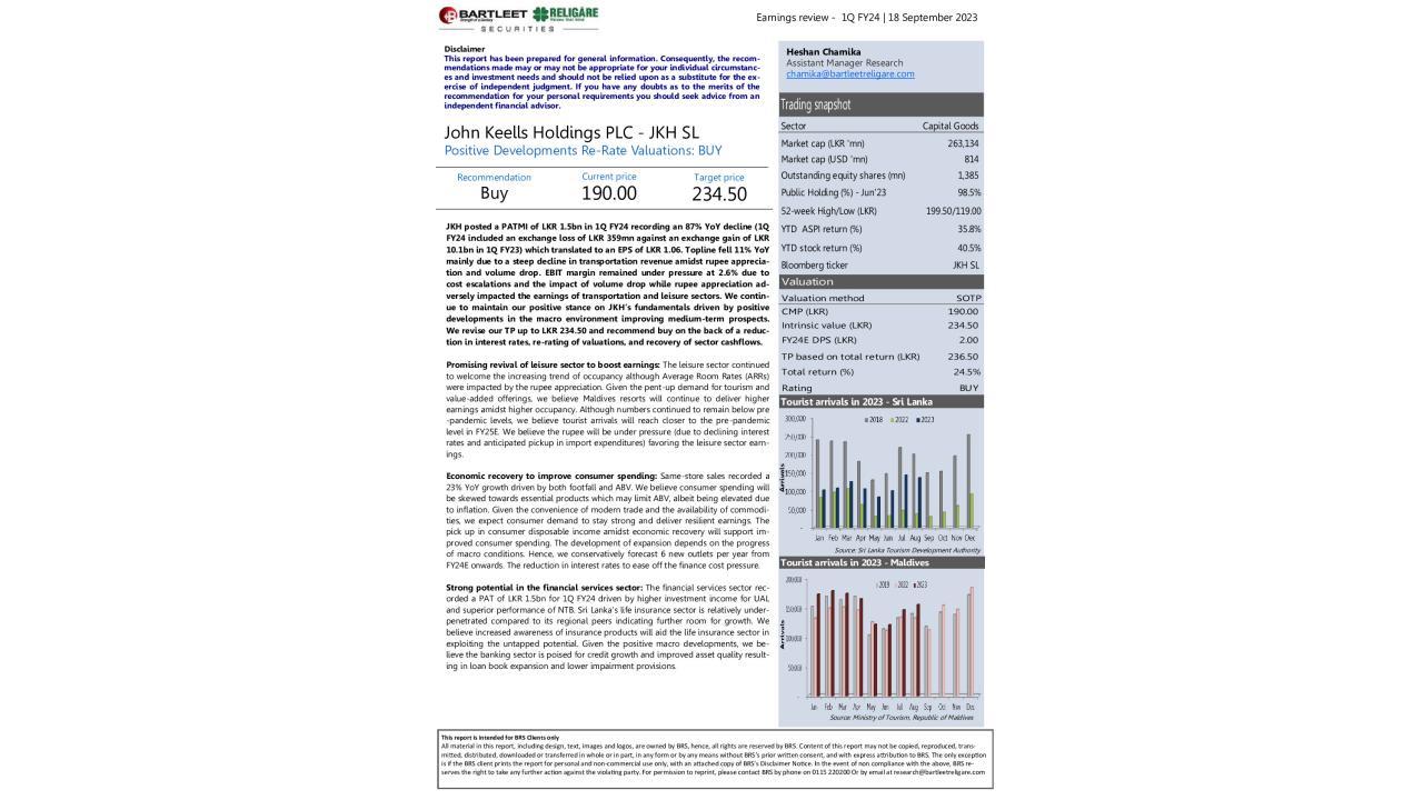 Earnings review - JKH SL - 1Q FY24