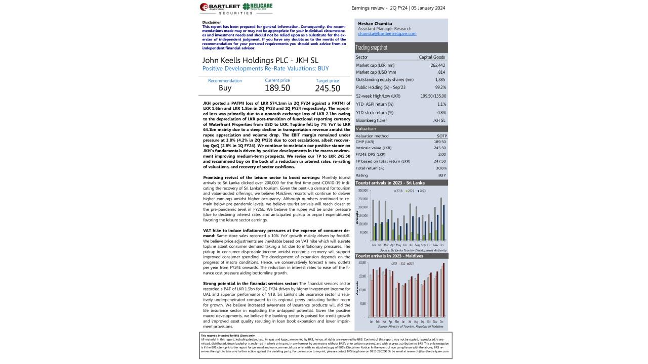 Earnings review - JKH SL - 2Q FY24