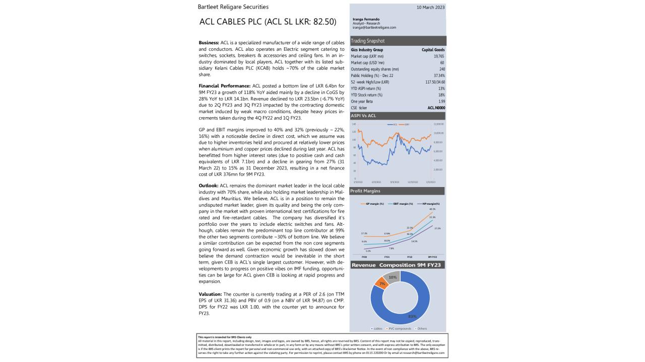 Company Information Note - ACL